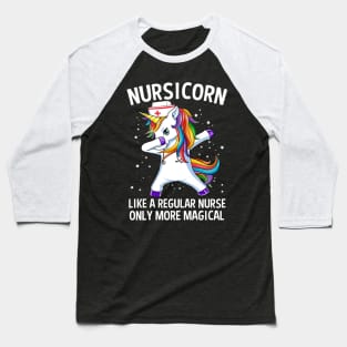 Dabbing Unicorn Nursicorn Funny Nurse Baseball T-Shirt